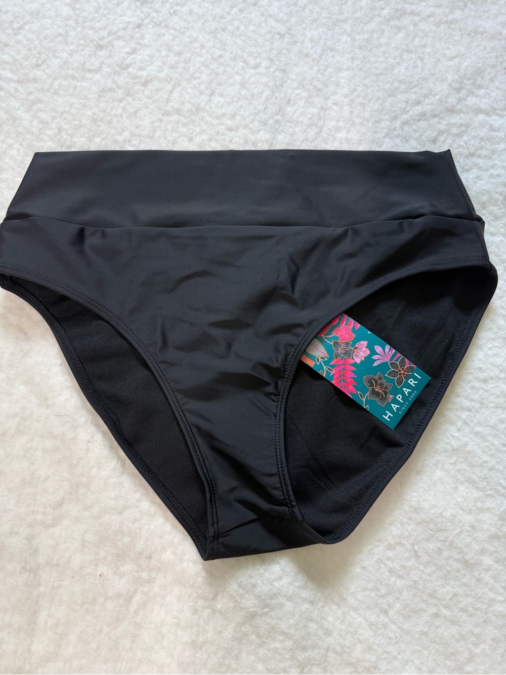Hapari Solid Black High-Rise Swim Bottom NWT
